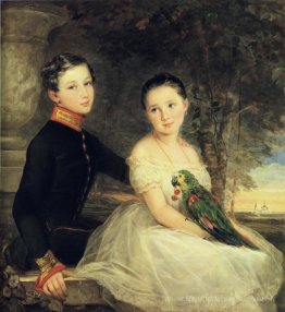 Enfants avec perroquet