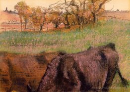 Paysage. Vaches au premier plan