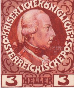 Conception du timbre anniversaire avec l'empereur autrichien Jos