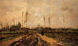Paysage avec une église et des maisons