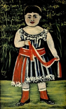 Petite fille avec un arc rouge