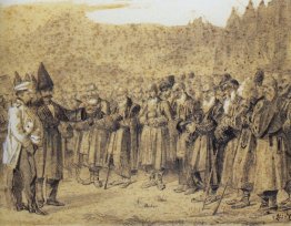 Présentation des patrons (officier russe et Caucasiens)