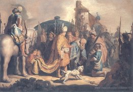 David offrant le chef de Goliath au roi Saul