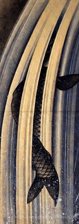 Carpe sautant une cascade