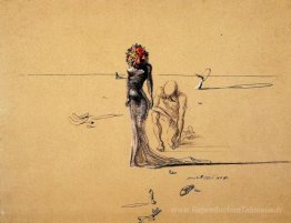 Femme avec tête de fleur