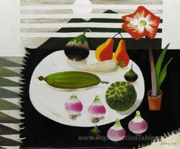 Nature morte avec des poires et des oignons