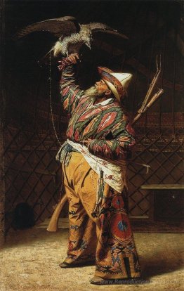 Un riche chasseur kirghizé avec un faucon