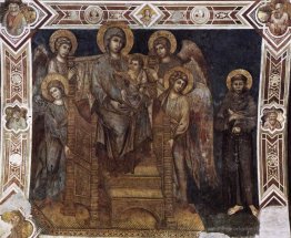 Madonna a été intronisée avec l'enfant, St. Francis et quatre an