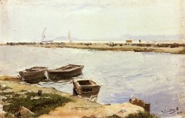 Trois bateaux par un rivage