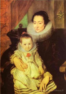 Marie Clarisse, épouse de Jan Woverius, avec leur enfant