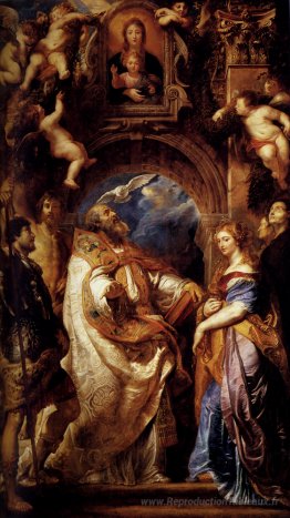 Saint Grégoire avec Saints Domitilla, Maurus et Papianus
