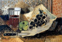 Nature morte avec du verre et des raisins