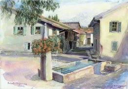 Fontaine dans le village de Saint-Triphon, Canton Vaud, Suisse