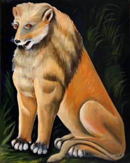 Lion jaune assis