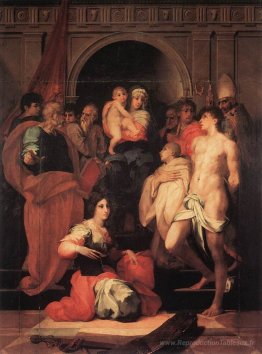 Madonna intronisée et dix saints