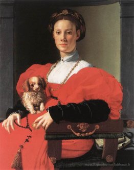Portrait d'une dame avec un chiot