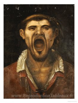 Un paysan, la tête et les épaules, criant