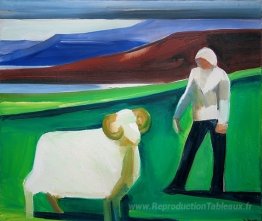 Fille avec des moutons