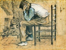 Paysan assis près de la cheminée (usé)