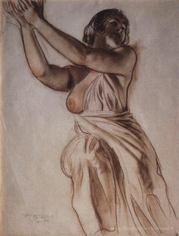 Femme debout avec les bras levés