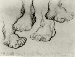 Quatre croquis d'un pied