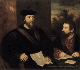Le cardinal français Georges D`Argnac et son secrétaire G. Phila