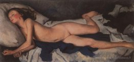 Fille endormie dans le bleu (katyusha sur une couverture)