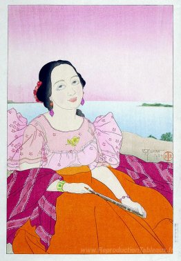 Portrait d'une femme chamorro - rouge
