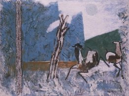 Cerf effrayé au clair de lune