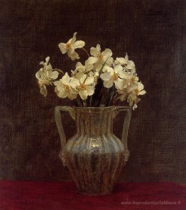 Narcisses dans un vase en verre opaline