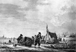 Winterview des hommes avec traîneau
