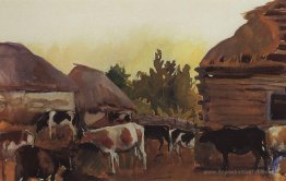 Ferme animale dans le village Neskuchnoye