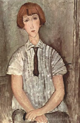 Jeune fille dans une chemise rayée