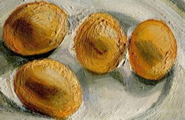 Quatre œufs sur une assiette