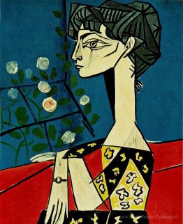 Jacqueline avec des fleurs
