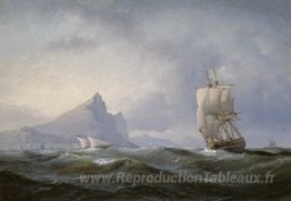 Navire à voile au large de Gibraltar