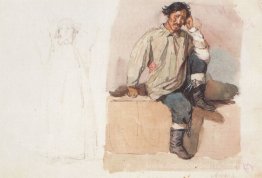 Khakasy avec ses pieds liés aux chaînes
