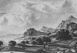Paysage romantique. Au bord de la mer.