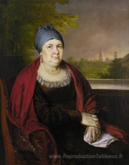 Portrait d'une veuve dans un Povoynik bleu