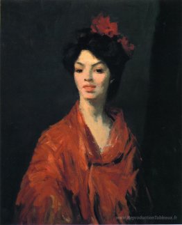 Espagnol dans un châle rouge