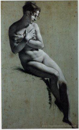 Dessin de nue femelle au charbon de bois et à la craie