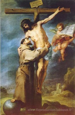 Saint François d'Assisi embrassant le Christ crucifié