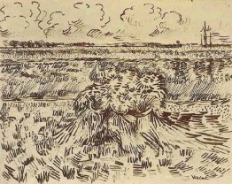 Champ de blé avec des gerbes
