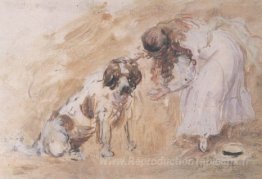 Girl et St. Bernard Dog