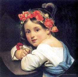 Fille portant la couronne de coquelicot