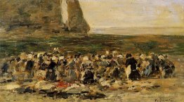 Etreat, blanchisseurs sur la plage, marée basse