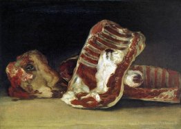 Nature morte des côtes de mouton et de la tête - le conjier du b