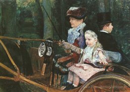 Une femme et un enfant sur le siège conducteur