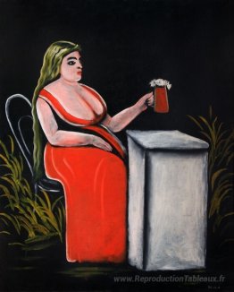 Femme avec une tasse de bière