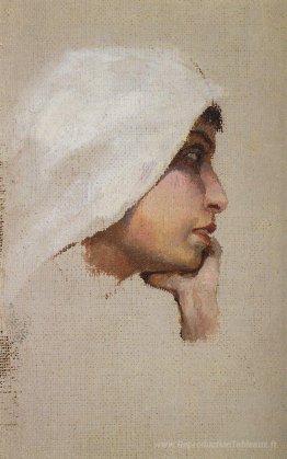 La tête d'une jeune femme dans un voile blanc